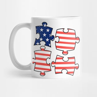 Jigsaw puzzle with the American flag. Mug